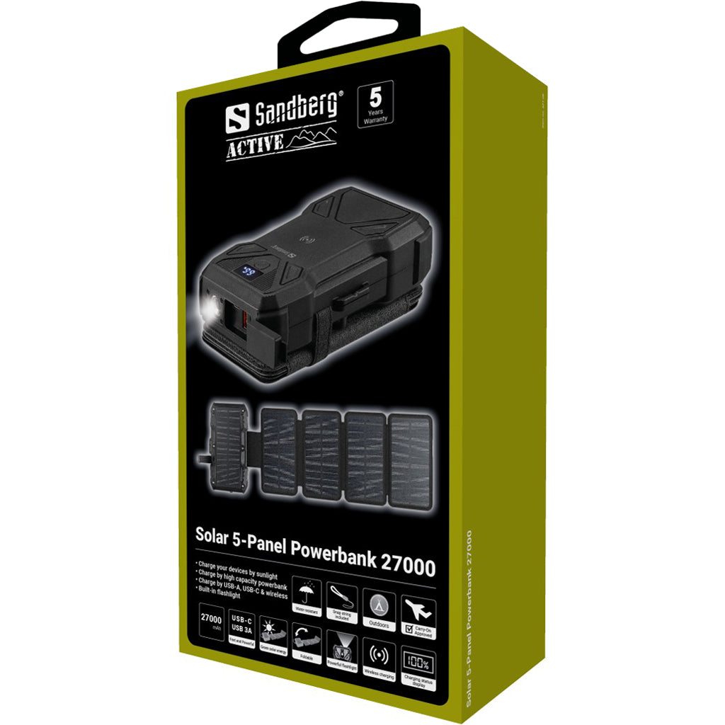 Sandberg - Solar 5-Panel Powerbank 27.000 mAh - 421.06