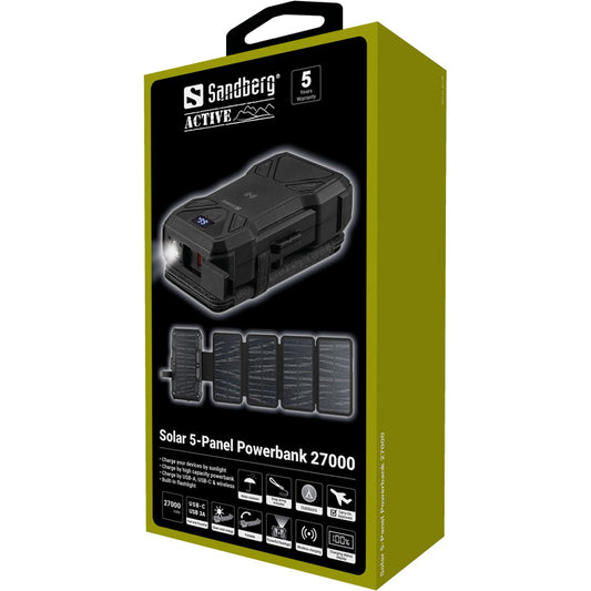 Sandberg - Solar 5-Panel Powerbank 27.000 mAh - 421.06